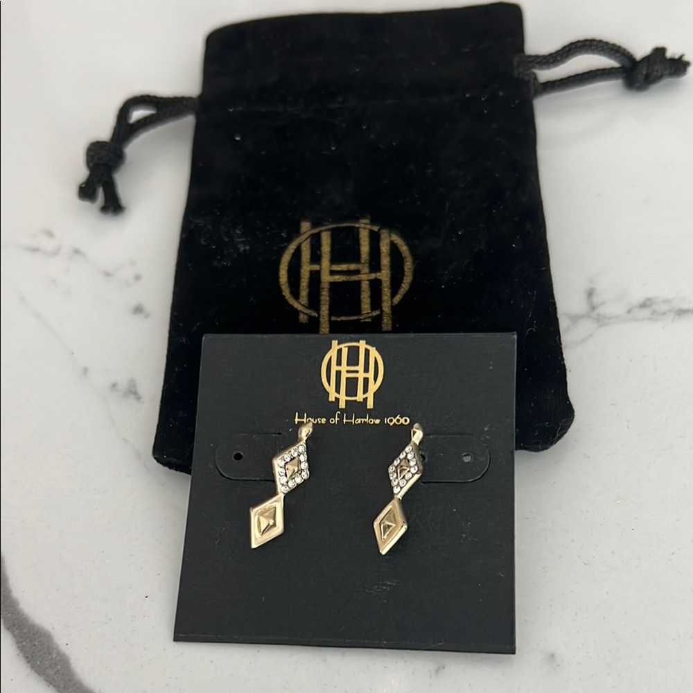 House of Harlow 1960 Gold and Silver Zigzag Earrings